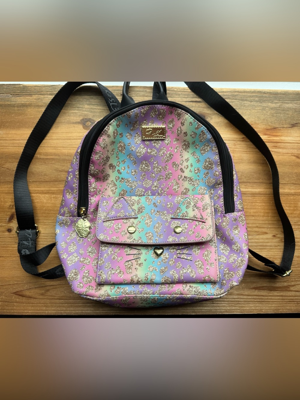 Betsey Johnson Cat Kitten Rainbow Backpack - Picture 2 of 10